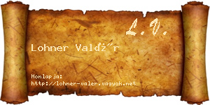 Lohner Valér névjegykártya
